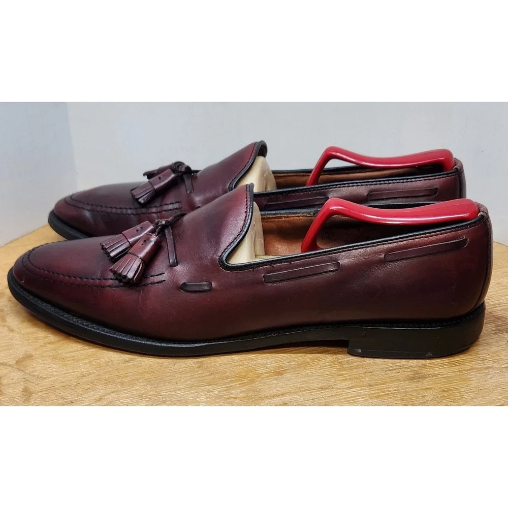 Allen Edmonds Grayson Burgundy Leather Tassel Loafers Mens 10.5 B 8217 Dress